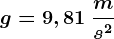 g=9,81 \: \fracms^2