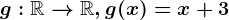 \dpi120 g:\mathbbR--> \mathbbR, g(x)=x+3