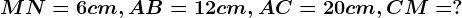 MN=6cm,AB=12cm,AC=20 cm, CM=?