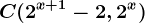 C(2^x+1-2,2^x)