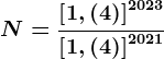 N= \frac\left [ 1,(4) \right ]^2023\left [ 1,(4) \right ]^2021