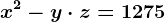 x^2-y\cdot z=1275