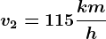 v2= 115 \frackmh