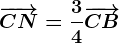 \overrightarrowCN=\frac34\overrightarrowCB