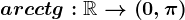 arcctg:\mathbbR--> \left ( 0,\pi \right )