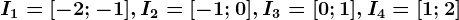 I1=[-2;-1],I2=[-1;0],I3=[0;1],I4=[1;2]