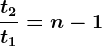 \fract2t1=n-1