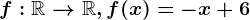 f:\mathbbR--> \mathbbR, f(x)=-x+6