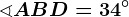 \sphericalangle ABD=34^\circ