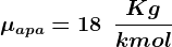 \mu apa = 18 \: \: \fracKgkmol