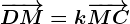 \overrightarrowDM=k\overrightarrowMC