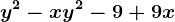 y^2-xy^2-9+9x