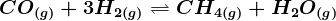 CO\left ( g \right )+3H2\left ( g \right )<--> CH4\left ( g \right )+H2O\left ( g \right )