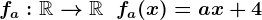 fa:\mathbbR-->\mathbbR\;\;fa(x)=ax+4
