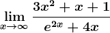 \limx--> \infty \frac3x^2+x+1e^2x+4x