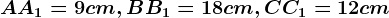 AA1=9 cm,BB1=18cm,CC1=12cm