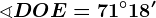 \sphericalangle DOE=71^\circ18'