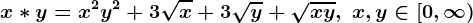 x*y=x^2y^2+3\sqrtx+3\sqrty+\sqrtxy, \; x,y\in\left [ 0,\infty \right )
