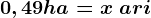 0,49 ha=x \text  ari