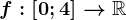 f:\left [ 0;4 \right ]--> \mathbbR