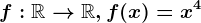 f:\mathbbR--> \mathbbR, f(x)=x^4