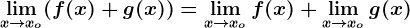 \limx--> xo(f(x)+g(x))=\limx--> xof(x)+\limx--> xog(x)