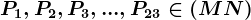 P1,P2,P3,...,P23\in (MN)