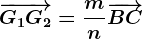 \overrightarrowG1G2=\fracmn\overrightarrowBC