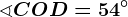 \sphericalangle COD=54^\circ