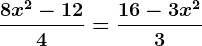 \frac8x^2-124=\frac16-3x^23