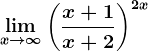 \limx--> \infty \left ( \fracx+1x+2 \right )^2x