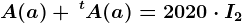 A(a)+\, ^tA(a)=2020\cdot I2