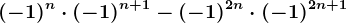 (-1)^n\cdot (-1)^n+1-(-1)^2n\cdot (-1)^2n+1