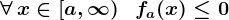 \forall\,x\in\left[a,\infty\right)\;\;fa(x)\leq0