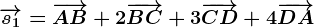 \overrightarrows1=\overrightarrowAB+2\overrightarrowBC+3\overrightarrowCD+4\overrightarrowDA