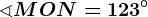 \sphericalangle MON=123^\circ