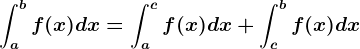 \inta^bf(x)dx=\inta^cf(x)dx+\intc^bf(x)dx