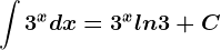 \int 3^xdx=3^xln3+C