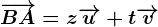\overrightarrowBA=z\overrightarrowu+t\overrightarrowv