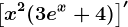 \left [ x^2(3e^x+4) \right ]'