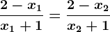 \frac2-x1x1+1=\frac2-x2x2+1