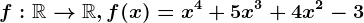 f:\mathbbR--> \mathbbR, f(x)=x^4+5x^3+4x^2-3