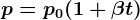 p=p0(1+\beta t)