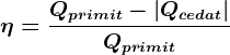 \eta =\fracQprimit-\left | Qcedat \right |Qprimit