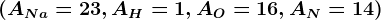 (ANa=23, AH=1, AO=16, AN=14)