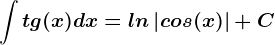 \int tg(x)dx=ln\left | cos(x) \right |+C
