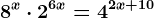 8^x\cdot 2^6x=4^2x+10