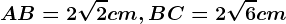 AB = 2\sqrt2 cm, BC = 2\sqrt6cm