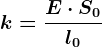 \large k= \fracE\cdot S0l0
