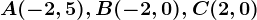 A(-2,5), B(-2,0), C(2,0)